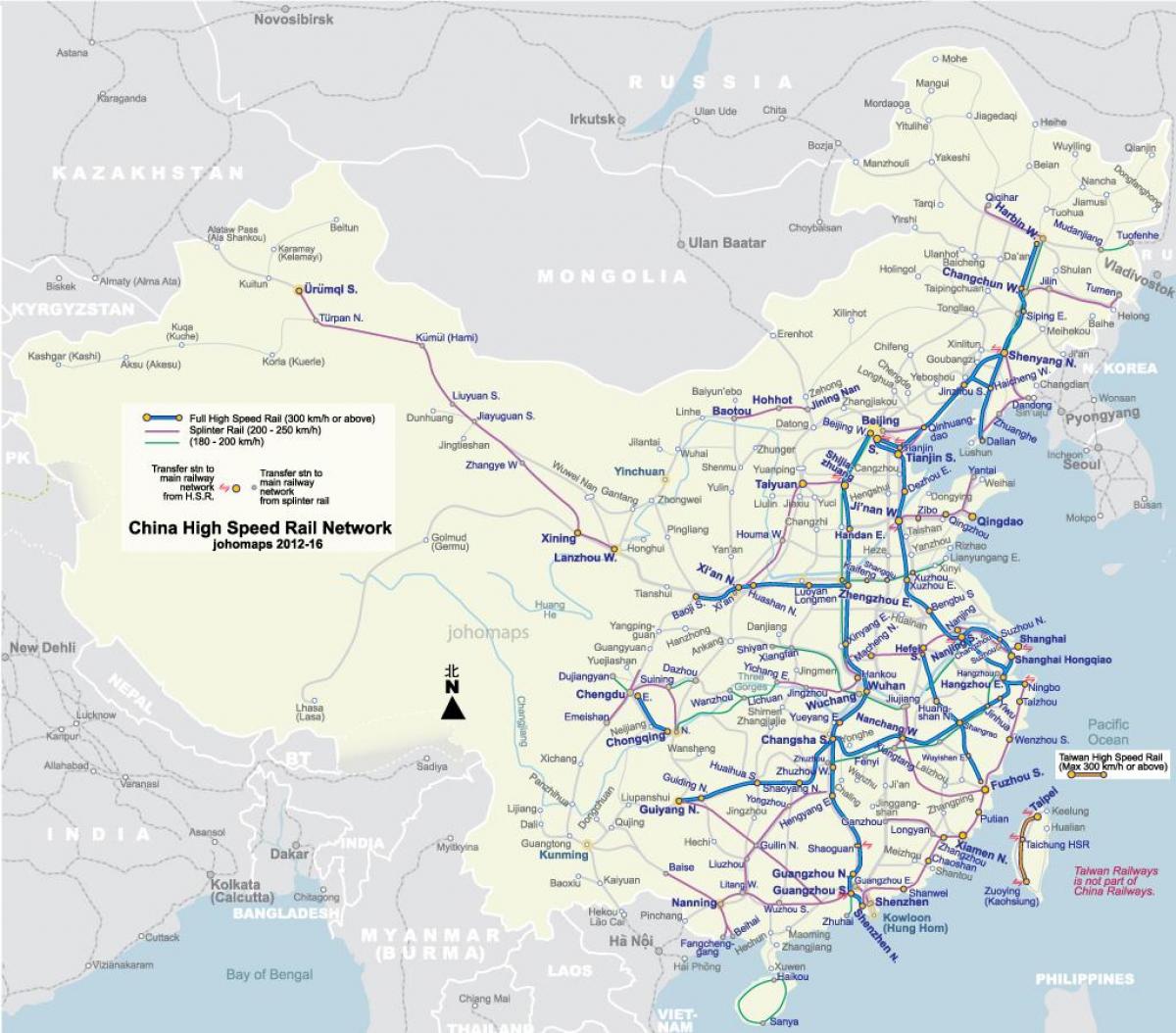 high speed rail China map