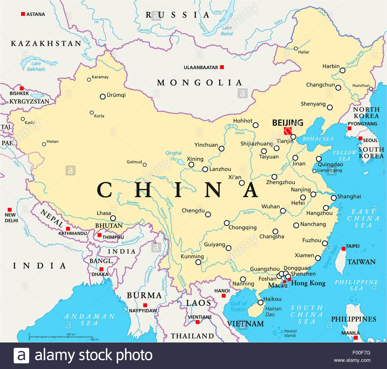 Capital city of China map - China capital city map (Eastern Asia - Asia)