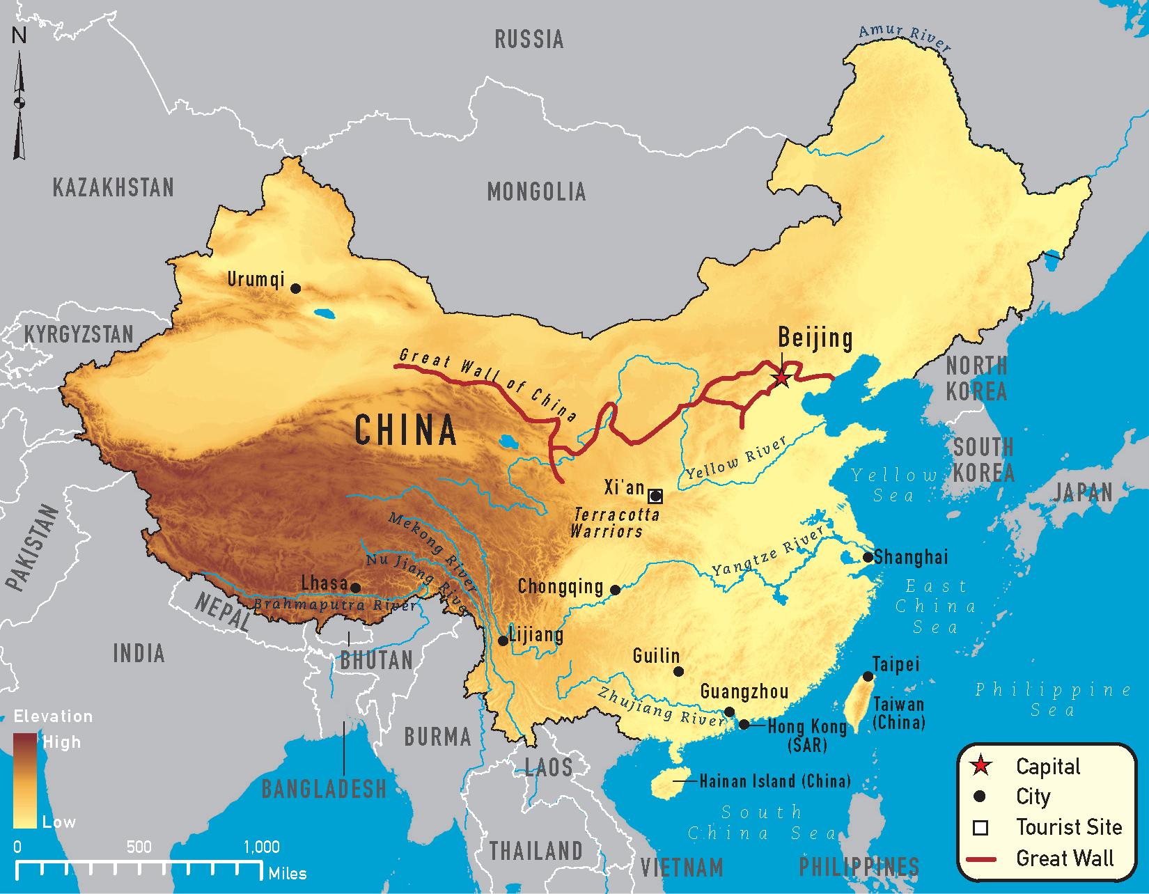 Ancient China Physical Features Map