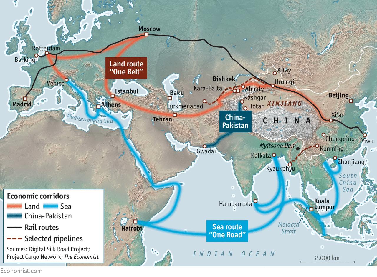 China New Silk Road Map 