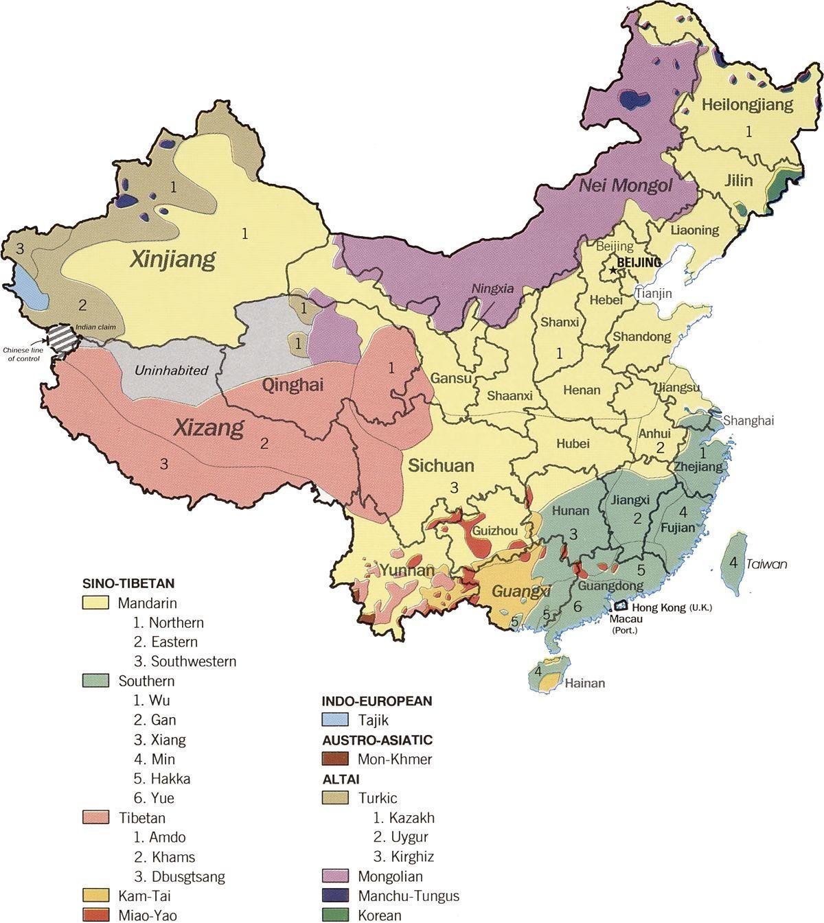 language map of China