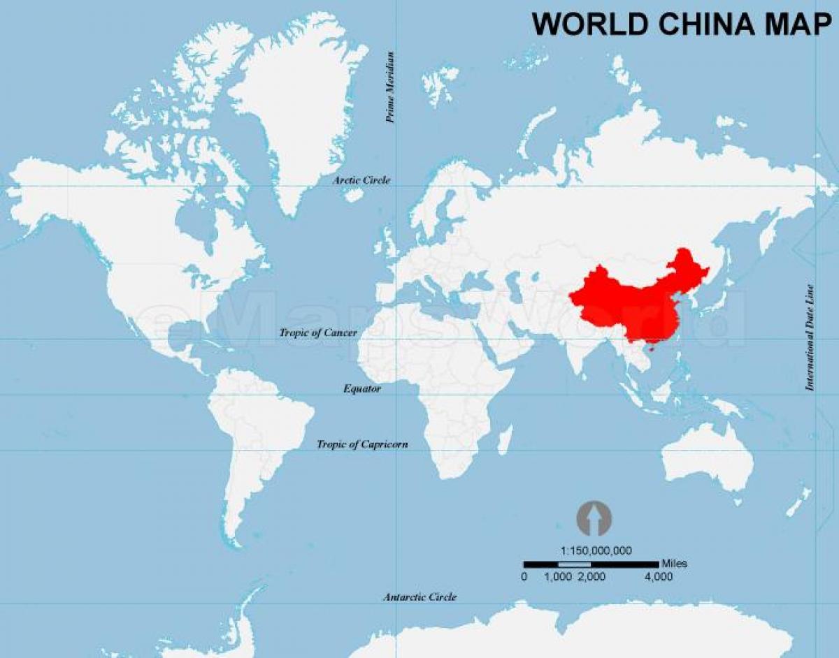 China on the world map