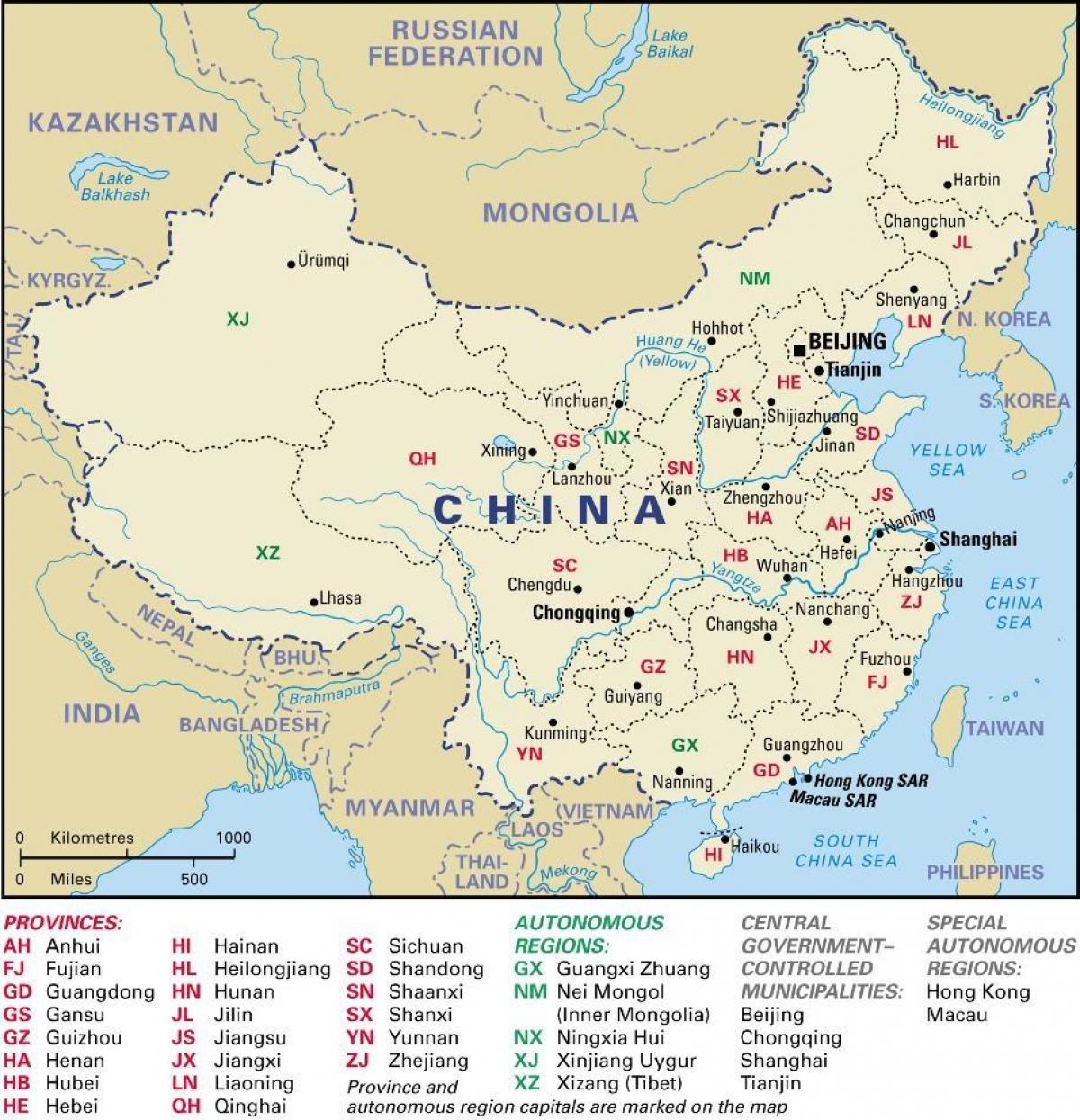 provinces of China map