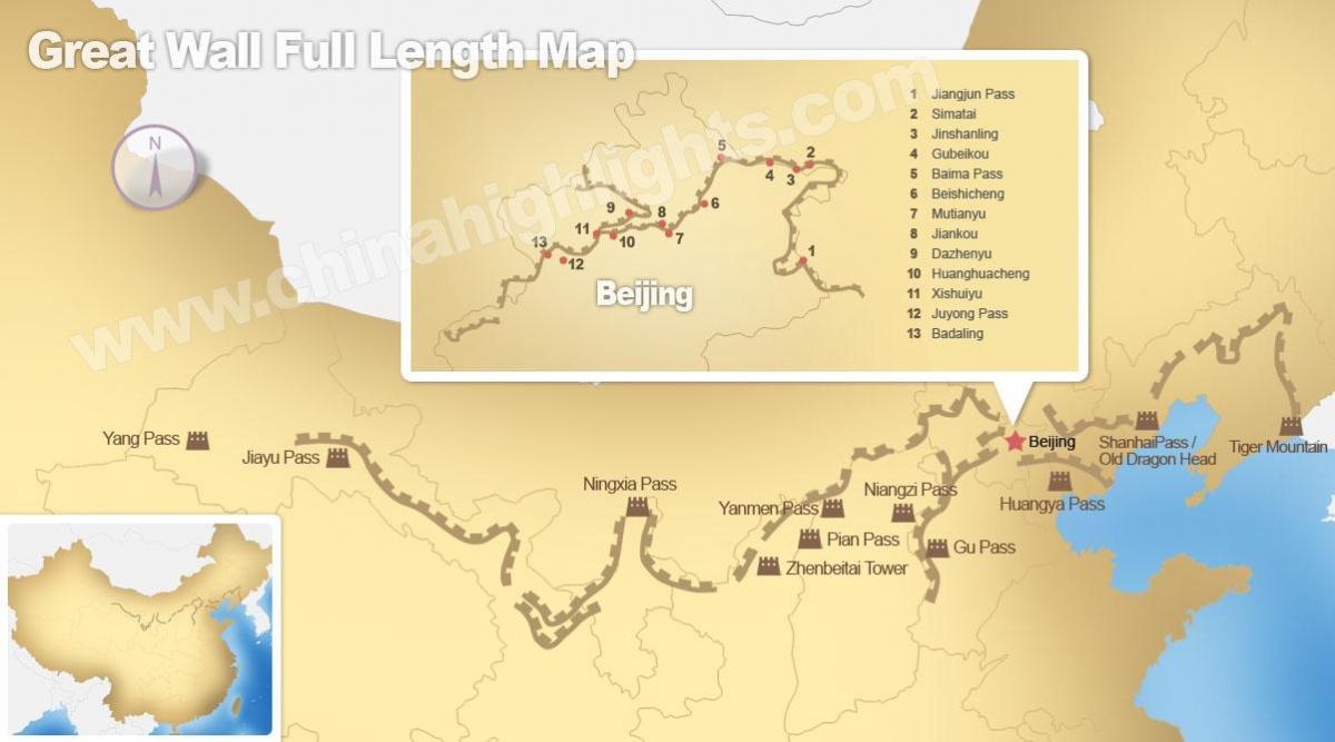 the great wall of China map