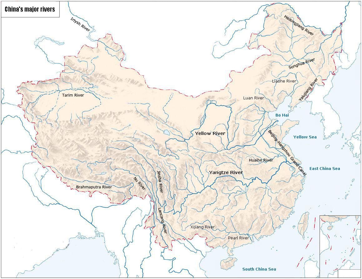 rivers of China map