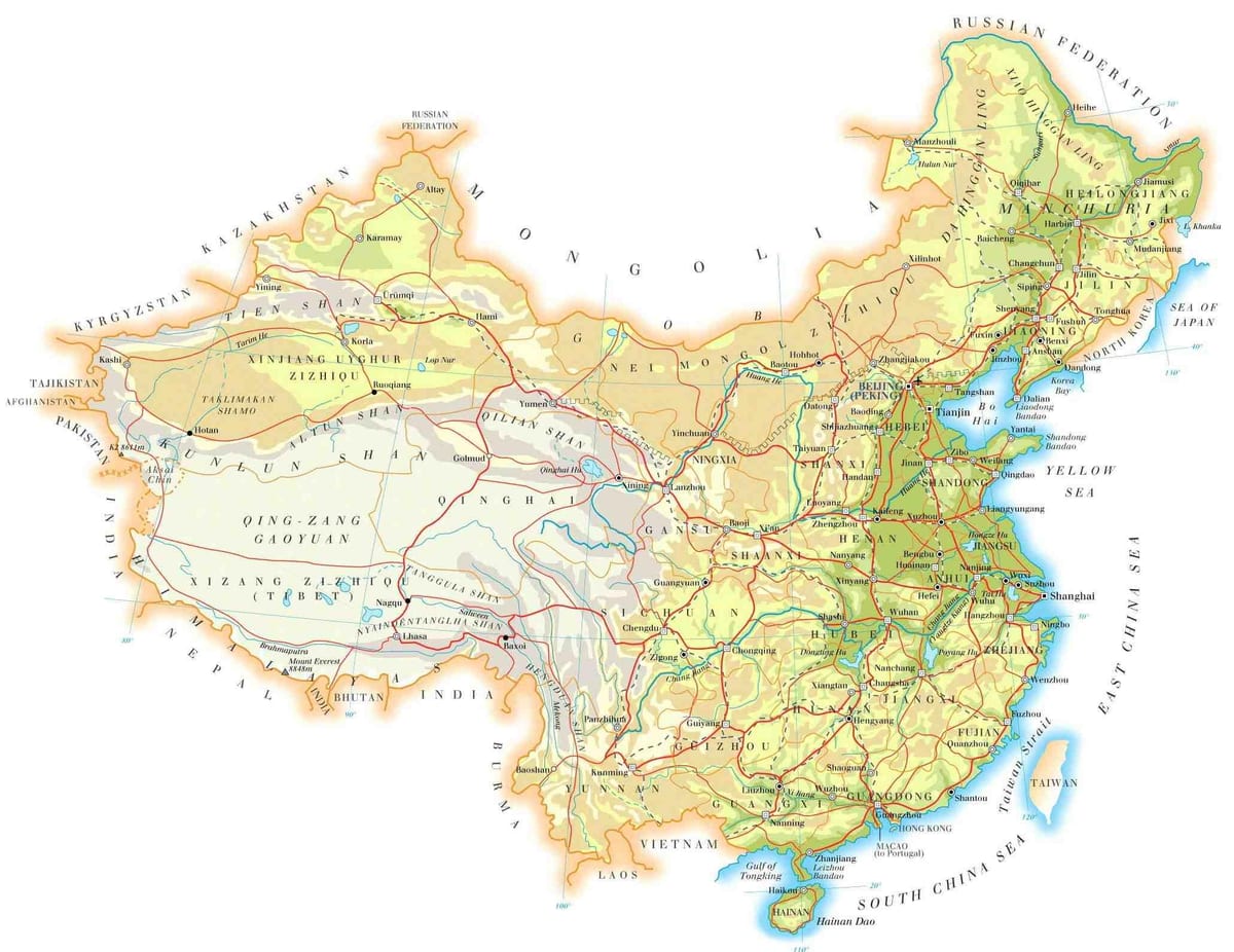 China map topography