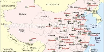 China international airports map