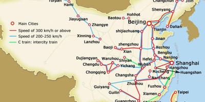 High speed train China map