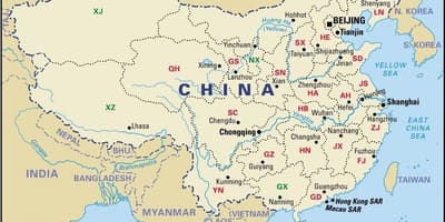 Map of China provinces and capitals