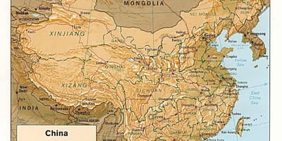 Terrain map of China