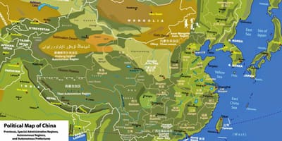 Physical geography map of China