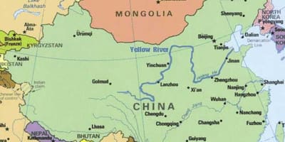 Yellow river on China map